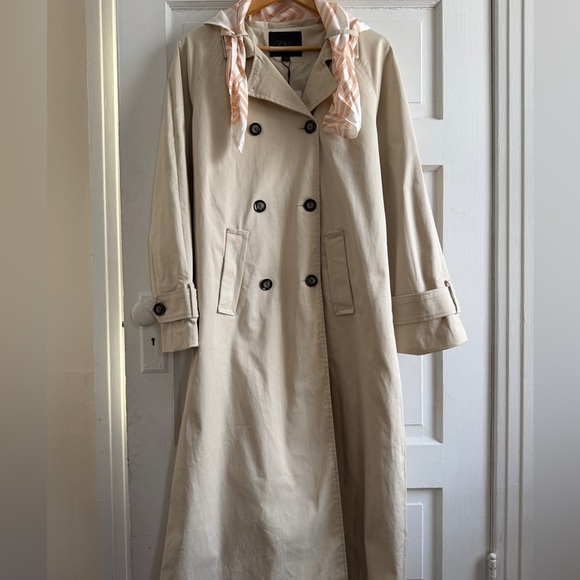 Zara Beige Long Scarf Double-Breasted Trench Coat with Scarf NWT 4749/706 Sz S - Picture 8 of 12